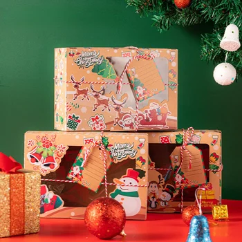 3/6/9/12pcs Vianočný Darčekový Boxy Kraft Papier Candy Boxy Muffin Občerstvenie Balenie Box Nový rok darček