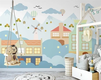 beibehang Prispôsobiť novým nordic ručne maľované malý dom detskej izby pozadí abstraktných de parede tapety