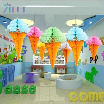 Zilue Honeycomb Gule 10pcs Ice Cream Papierové Lucerny Svadobné Dekorácie Láskavosti/Podujatia Strana/Baby Sprcha/Narodeninovej Party Dodávky