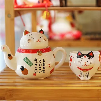 Moderné Japonské jedno krásne beckoning mačka kanvica tvorivé teacup vody pohár roztomilý keramické jeden hrniec čaju nastaviť LB60931