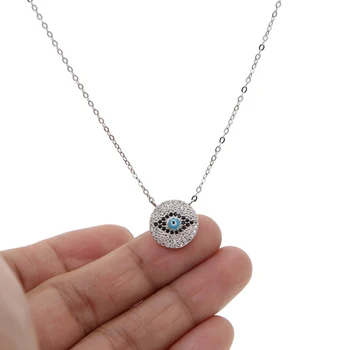 jemná 925 sterling silver geometrické náhrdelník micro pave cz šťastie, zlé oko, prívesok, striebro ženy golier reťazca