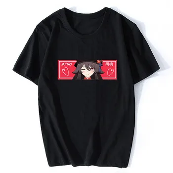 Hra Genshin Vplyv Tričko Kawaii Anime Tlač Tee Femininas Mužov Nadrozmerné T-shirt Dievča Chlapca Pár Top Ženy Camisetas Ropa Mujer