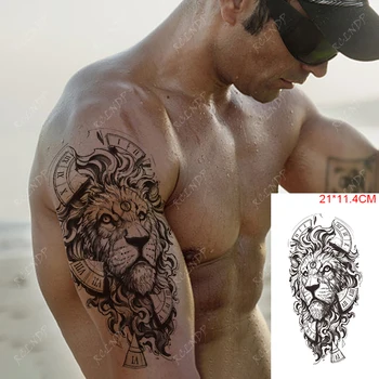 Nepremokavé Dočasné Tetovanie Nálepky Lion King Rómov Hodiny Písmená Rameno Nohu Späť Falošné Tatto Flash Art Tetovanie pre Ženy Muži
