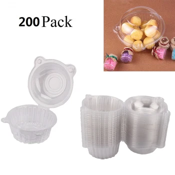100/200pcs Single Cup Cake Plastové Boxy Jednorazové Cupcake Muffin Držiteľov Krabice s Hál Veko Prípadoch