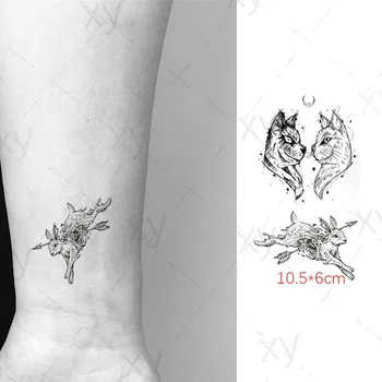 Nepremokavé Dočasné Tetovanie Nálepky Pes, Mačka, Králik Scorpion Mesiac Dievčatá Body Art na Zápästie, Rameno Falošné Tatto Flash Tetovanie Ženy Muži