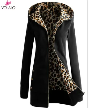 2022 Ženy, Pevné Kabát S Kapucňou Bežné Jeseň Zima Nadrozmerná Leopard Vatovaný Kabát Dlhý Štíhly Velvet Bunda Vrchné Oblečenie