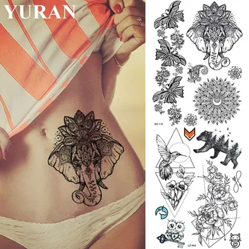 Sexy Falošné Pás Genasha Čierny India Čipky Tetovanie, Dočasné Mandala Kvet Nepremokavé Tatoos Nálepky Body Art Henna Arm Tattoo