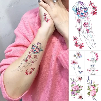 Móda Krásny Motýľ Kvet Čerstvé Dieťa Nepremokavé Dočasné Tetovanie Nálepky Rameno Ruku Body Art Flash Falošné Tetovanie Žena