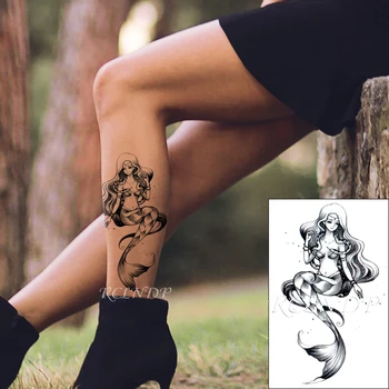 Nepremokavé Dočasné Tetovanie Nálepky Sexy Morská panna Dlhé Vlasy Falošné Tatto Flash Ruky, Ramena, Nohy Tetovanie pre Dievča Ženy Muži