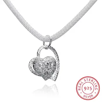 LEKANI Hot predaj plávajúce charms 925 Sterling Silver šperky ženy náhrdelník reťazca Srdce Vykladané Prívesok collier femme čaro